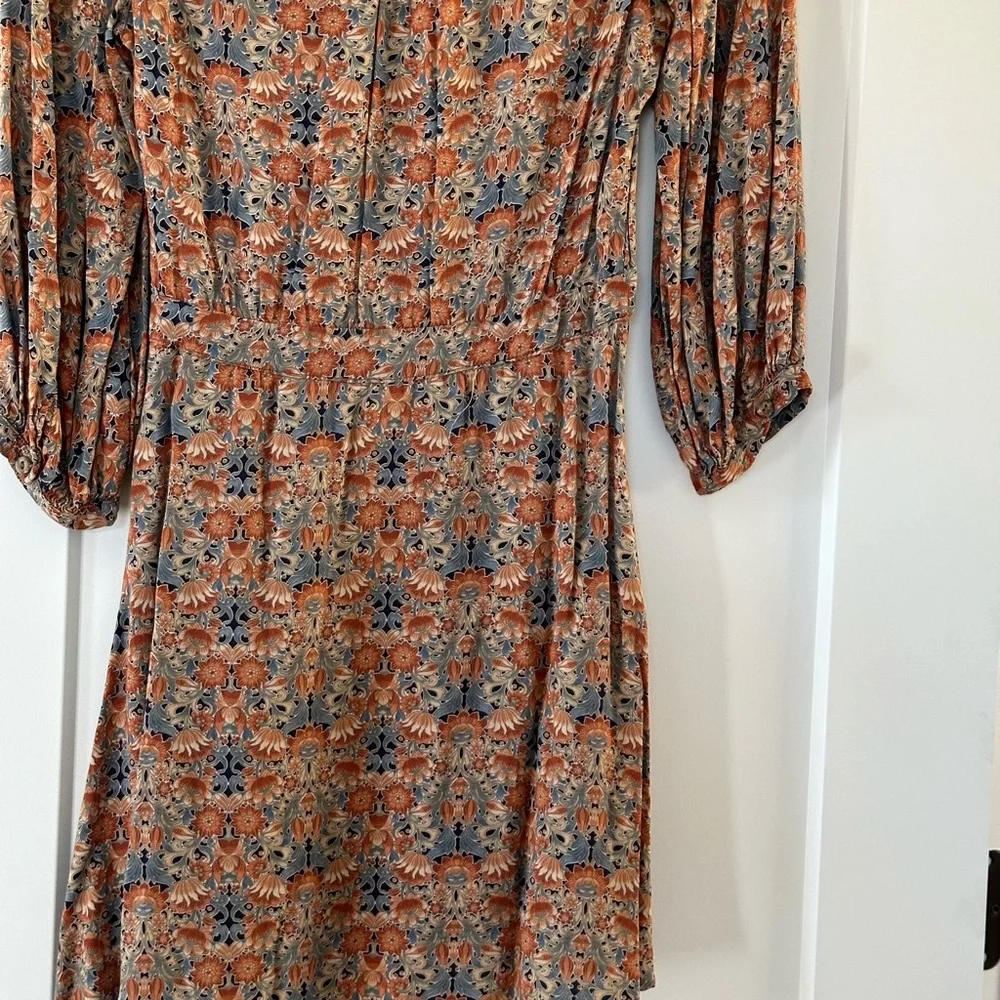 Floral Print Dress with Denim Vest - Picture 4 of 8